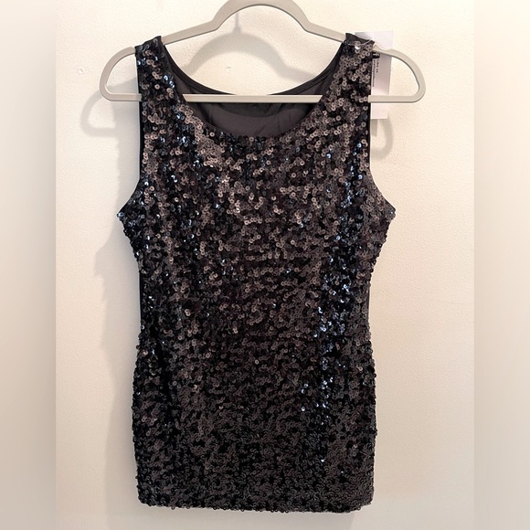 NWT - Black sequin tank top - Picture 1 of 2